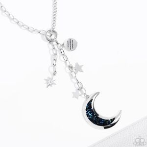 Paparazzi Silver and Blue Crescent Moon Necklace